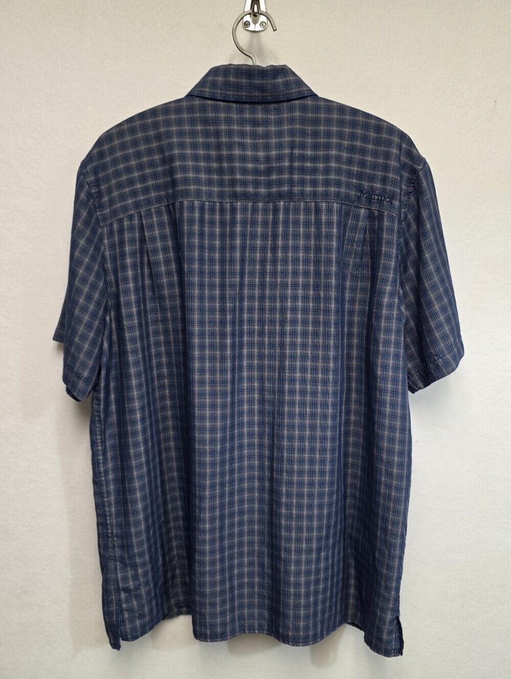Marmot Eldridge Short-Sleeve Blue Plaid Button-Down Shirt In Artic Navy Size XL - Picture 9 of 12